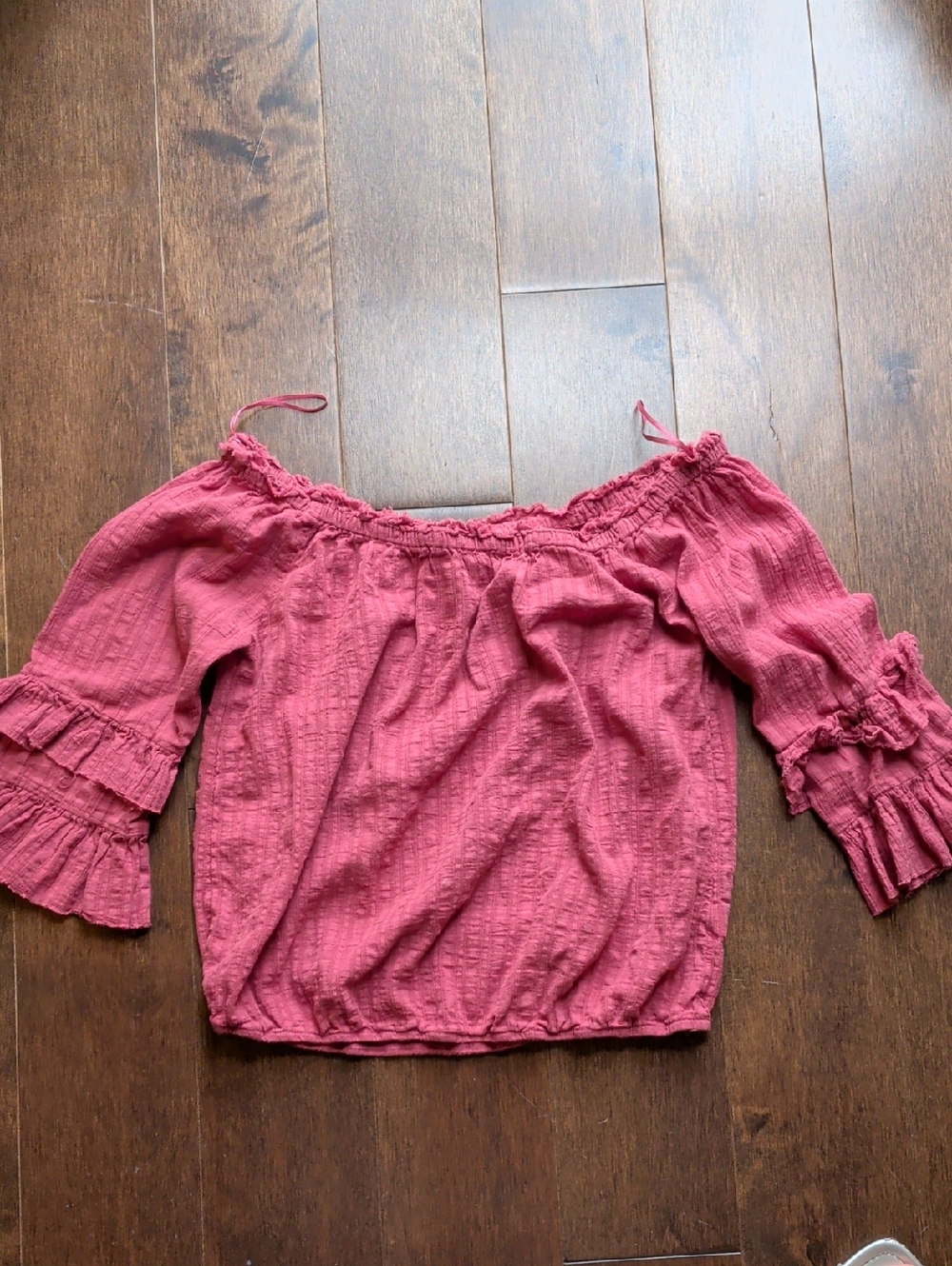 Allison Joy Off-Shoulder Ruffle Sleeve Top - Rose